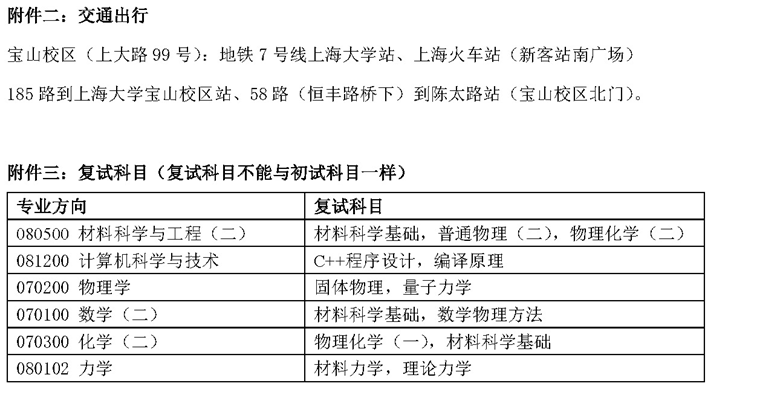 2017年上海大学材料基因组工程研究院硕士研究生复试安排的通知 2017年上海大学材料基因组工程研究院硕士研究生复试安排的通知