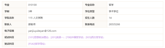 深圳大学哲学考研招生目录